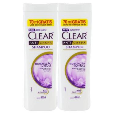 Imagem de Kit 2 Shampoo Clear Hidratação Intensa Leve 400ml Pague 330ml