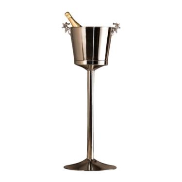 Imagem de GNHGDFFDF Balde de gelo, balde de gelo, balde de champanhe com suporte, balde de gelo com suporte, balde de aço inoxidável, refrigerador de vinho, suporte alto para balde de gelo alto para bar de