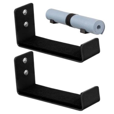 Imagem de Suporte de armazenamento para tapete de ioga | Organizador de prateleira de parede, organizador de alumínio para faixas de resistência, alça de toalha, academia, apartamento, garagem, armário, escola