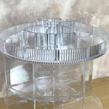 Imagem de Organizador de Cosméticos Giratório em Acrílico, 360 Graus, 4 Bandejas Removíveis, Transparente, 32x24x24cm, para Maquiagem e Produtos de Beleza