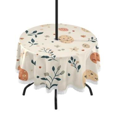 Imagem de Blueangle Toalha de mesa redonda impermeável com ovos de Páscoa de 152 cm com orifício para guarda-chuva - Tecido resistente à prova de sol para todos os climas para pátio, acampamento, piquenique(98)