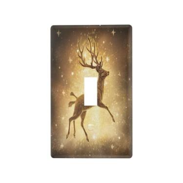 Imagem de Blueangle Capa para placa de parede para interruptor de luz - Golden Deer Light Switch Cover decorativa placa de parede, tamanho 1 - gangue 4,53 x 2,76 polegadas #637