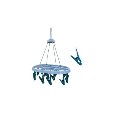 Imagem de Varal Multiuso para Roupas Íntimas com 16 Pregadores, Plástico e Aço, 32x22cm, Capacidade 2kg, Cores Sortidas