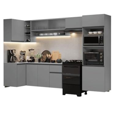 Imagem de Armário de Cozinha Completa de Canto Suspenso 385cm Cinza Nice Madesa 01