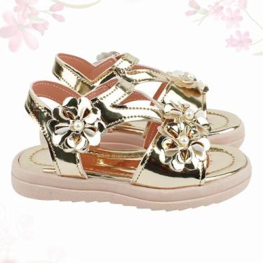 Imagem de Sandália Feminina Infantil Menina Confortável e Macia Moda Verão com F
