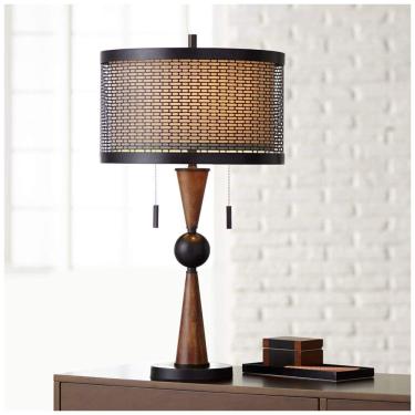 Imagem de Luminária de Mesa Clássica em Metal e Abajur de Tecido, FRANKLIN IRON WORKS 20R05, Dourado