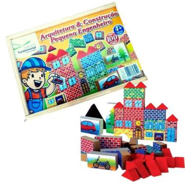 Imagem de Blocos de Construção e Arquitetura Infantil Castelinho em Madeira - Fu