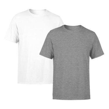 Imagem de Kit 2 Camisetas AMGK Masculina Lisa Premium 100% Algodão, G, Branco, C