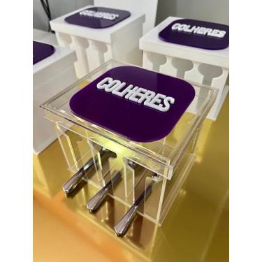 Imagem de Porta Colheres de Acrílico Cristal para Açaiteria e Sorveteria, Organizador Transparente, 16x12x12 cm