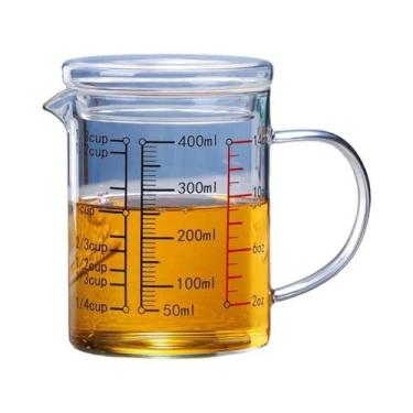 Imagem de Copo Medidor De Vidro Borossilicato Transparente Com Alça E Bico Em V,