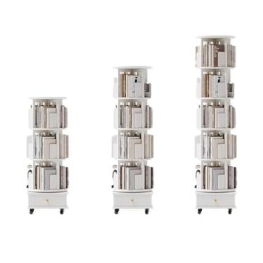 Imagem de Estante rotativa de armário de arquivo, estante de madeira maciça com roda móvel de 360 graus, prateleira de livros de imagem para uso doméstico, suporte de impressora, escritório em casa