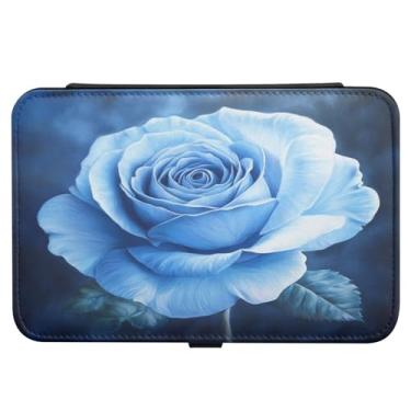 Imagem de Burbuja Caixa de joias de viagem Blue Roses, presente para mulheres e meninas, estojo de joias portátil de couro PU organizador para brincos, anéis, colares e pulseiras