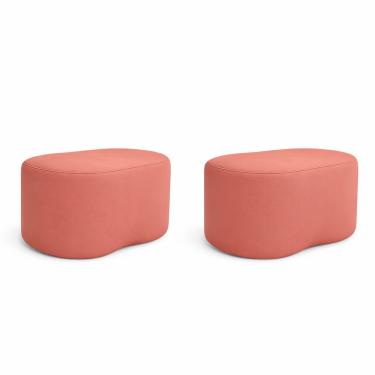 Imagem de Kit 2 Puff Feijão Curvo Orgânico Sala Redondo Confortável Moderno Suede Rosa