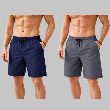 Imagem de Kit 2 Bermuda Masculina Tactel Casual Leve Cós Elástico-Masculino