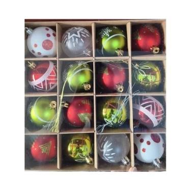 Imagem de Conjunto De Enfeites De Bolas De Natal Coloridas Eletroplatinadas Para