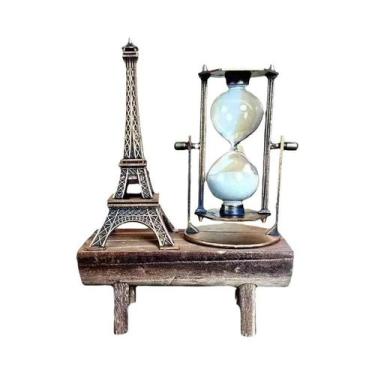 Imagem de Ampulheta Moderna Minimalista De Madeira E Ferro Para Decoração De Cas