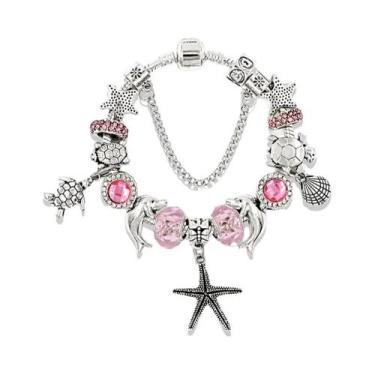 Imagem de Pulseira De Cristal Murano Azul Com Charme De Golfinho Para Mulheres, 