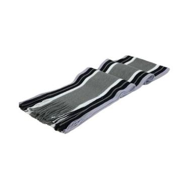 Imagem de Cachecol Masculino De Caxemira Listrado Com Borlas Grossas, Macio, Par