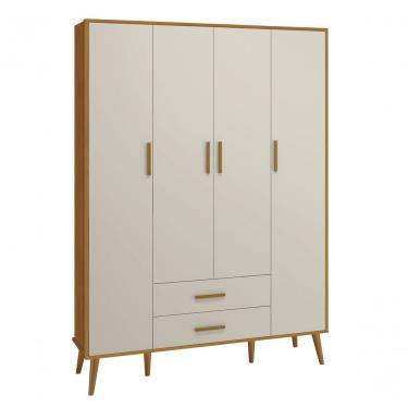 Imagem de Guarda-roupa Retrô 4 Portas Isis Areia Fosco Com Savana Fosco - Moveisaqui