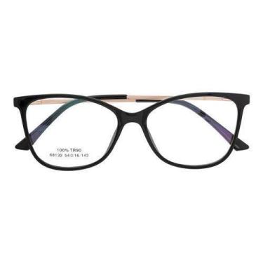 Imagem de Armação Óculos Grau Feminino Quadrada Perpétua Preto - Shark Óculos