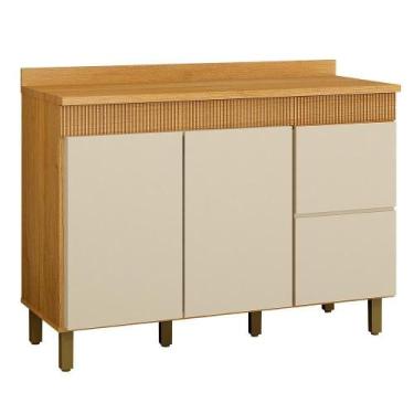 Imagem de Balcão De Cozinha Madeira 3 Portas E 2 Gavetas Dakota Valdemóveis Cina