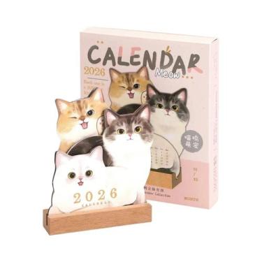 Imagem de Calendário De Mesa Com Base De Madeira, Decoração De Cães E Gatos, Est