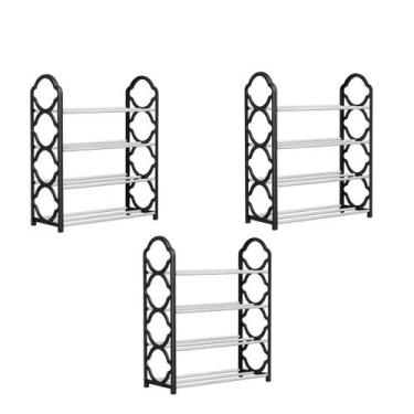 Imagem de Kit 3 Estante Organizador Sapateira 4 Andar Black Lavanderia Sapato Es
