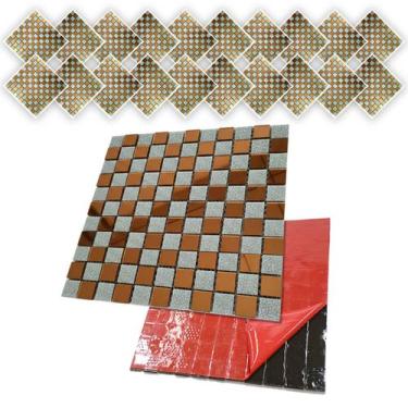 Imagem de Pastilha De Vidro Adesiva Kit 20 UniParede Cozinha Lavabo Banheiro Sal