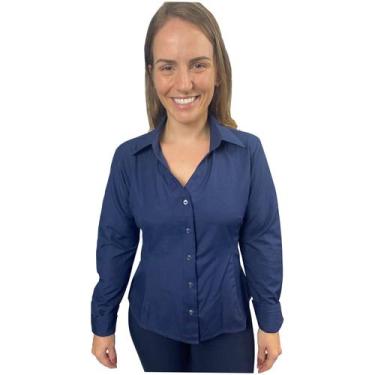 Imagem de Camisete Social Feminino Acinturado Manga Longa Uniforme Administrativ