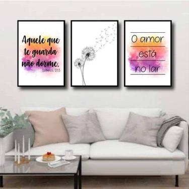 Imagem de Kit 3 Quadros Decorativos Salmo 1213 - Amor Está no Ar