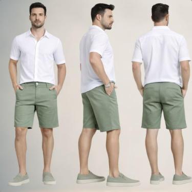 Imagem de Bermuda Masculina Sarja Alfaiataria com Bolso Faca Conforto - - AZ04 J