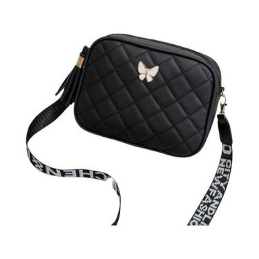 Imagem de Bolsa Transversal Feminina De Couro Com Borboleta E Diamantes, Bolsa C