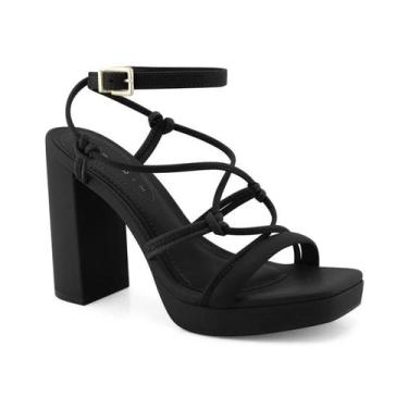 Imagem de Sandalia Feminina Casual Salto Plataforma Grosso Ramarim 58202, Preto,