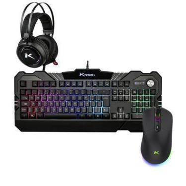 Imagem de Kit Gamer Ktrok, com Mouse Sem Fio Doubles Max RGB Wireless 10000DPI, + Teclado Semi-Mecânico Thoth LED Switch Ktrok Plunger ABNT2, + Headset Stout RGB 50mm