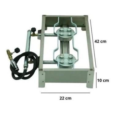 Imagem de Fogão Inox 2 Bocas Pequeno E005 Gás Mangueira + Registro - Amélia Móve