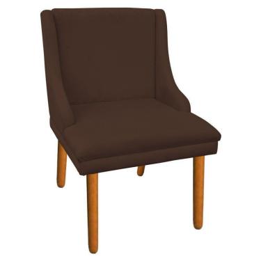 Imagem de Cadeira de Jantar Liz Suede Marrom Pés Palito Castanho
