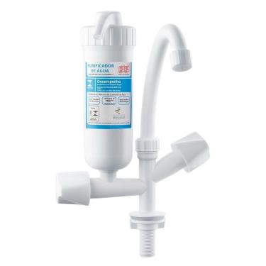 Imagem de Torneira com Filtro de Água Herc Mesa 1/2P Branca Bica Móvel