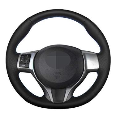 Imagem de TPHJRM Capa de volante de carro faça você mesmo couro artificial costurado à mão, apto para Toyota Yaris 2012 2013 2014 2015 2016 2017 2018