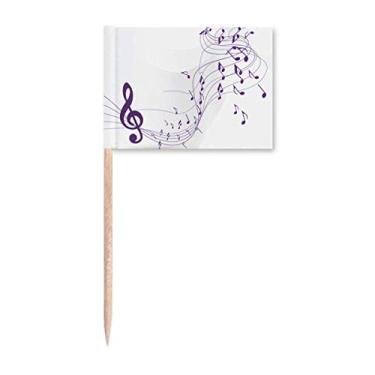 Imagem de Flappg Notas musicais roxas brancas palito marcadores decoração de festa