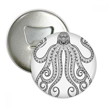 Imagem de Pinte polvo oito abridor de garrafas preto ímã de geladeira emblema multifuncional