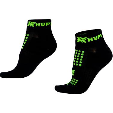 Imagem de Meia Curta para Corrida HUPI - Running Pro Preto/Verde, Cor: PRETO/VERDE