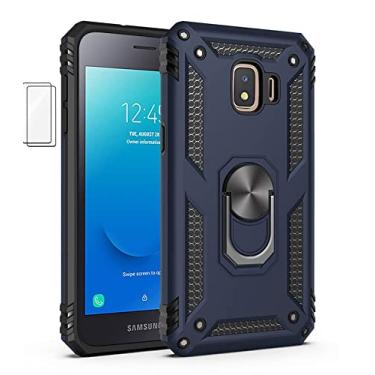 Imagem de Capa para Samsung Galaxy J2 Pro (2018) Capinha com protetor de tela de vidro temperado [2 Pack], Case para telefone de proteção militar com suporte para Samsung Galaxy J2 Pro (2018) (Azul)