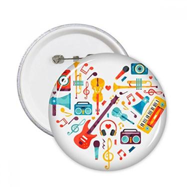 Imagem de Instrumentos musicais de guitarra, padrão de coração, pinos redondos, emblema, decoração de roupas, 5 peças, presente