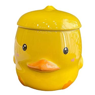 Imagem de Caneca de princesa com tampa 3D xícara de café de cerâmica lua xícara de chá presente para casa (pato fofo, 400 ml)