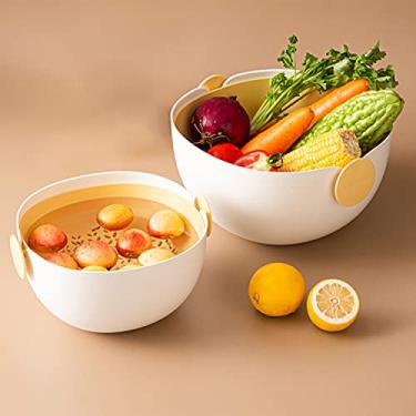 Imagem de Coador De Cozinha e Tigela 2 em 1, 2 Conjuntos (Amarelo)