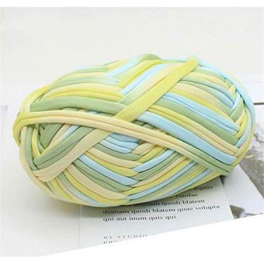 Imagem de 1 peça de camiseta colorida fio de tricô tecido de crochê para arte de tecido de malha DIY (#47 Yellw & Green)