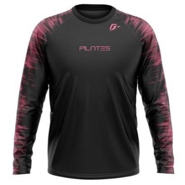 Imagem de Camiseta Manga Longa Unissex Pilates Tecnodots Preto Pink-Masculino