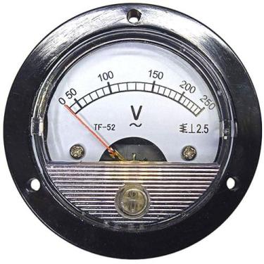Imagem de Voltímetro Analógico 52mm Redondo Medição Direta 0 até 250v Corrente A