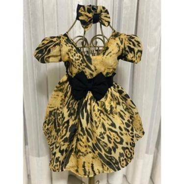 Imagem de Vestido Menina Infantil Elegante Oncinha Laço Preto - EDYNHOKIDS, 06 M