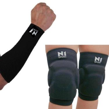Imagem de Kit Joelheira Volêi Com Protetor Antebraço Manguito N1 Sport - N1SPORT